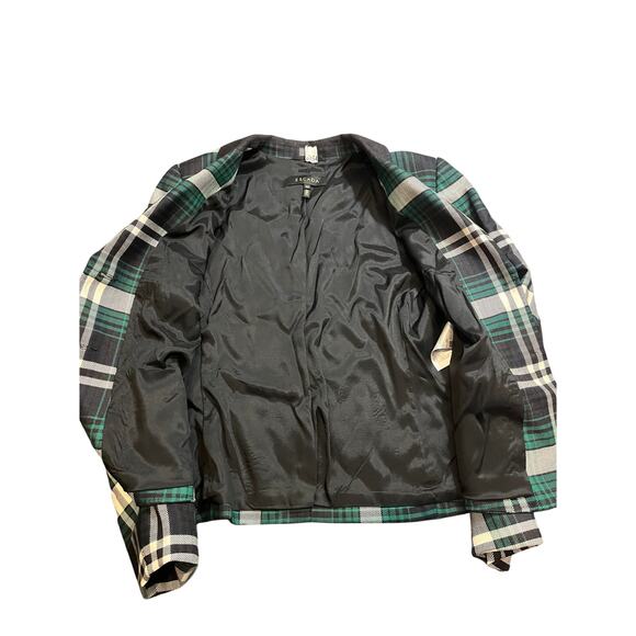 ESCADA ELBOW PATCH PLAID WOOL KNIT JACKET BLAZER TARTAN GREEN WOMENS 40 US 10 - Picture 7 of 12